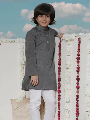 VASTRAMAY Boy's Black Cotton Kurta and Pyjama Set
