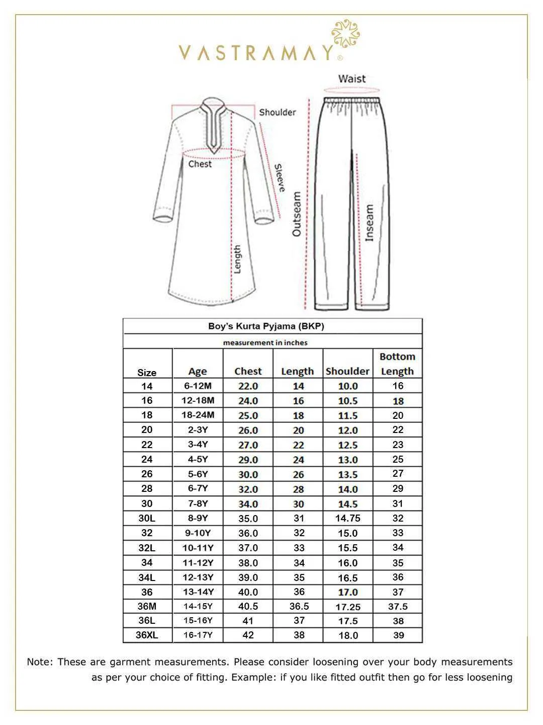VASTRAMAY Boy's Red Cotton Kurta and Pyjama Set
