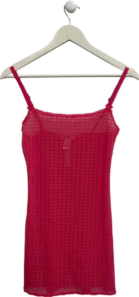 Victoria's Secret PINK Pink Double Bubble Heart Lace Slip Dress UK XS