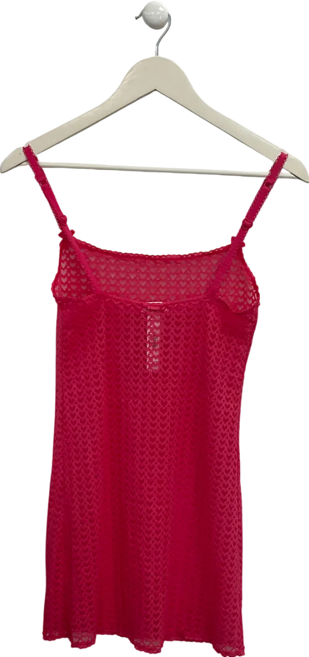 Victoria's Secret PINK Pink Double Bubble Heart Lace Slip Dress UK XS