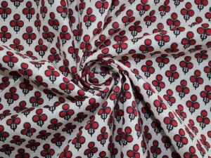 Wine Red Clover Pure Cotton Fabric