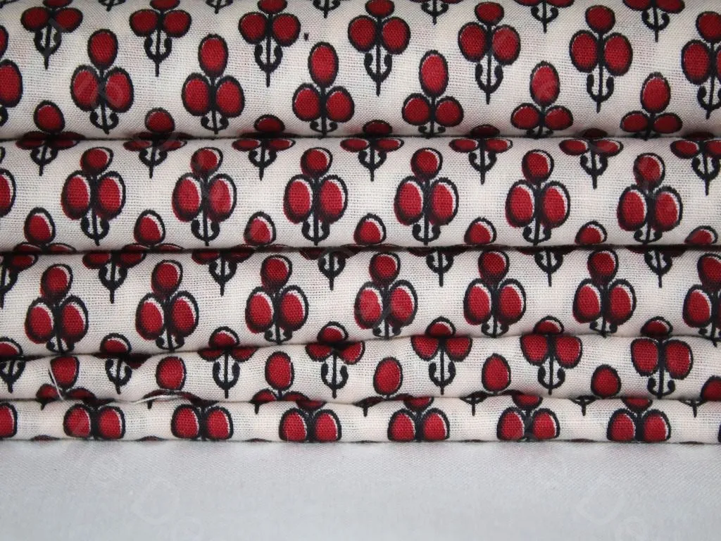 Wine Red Clover Pure Cotton Fabric