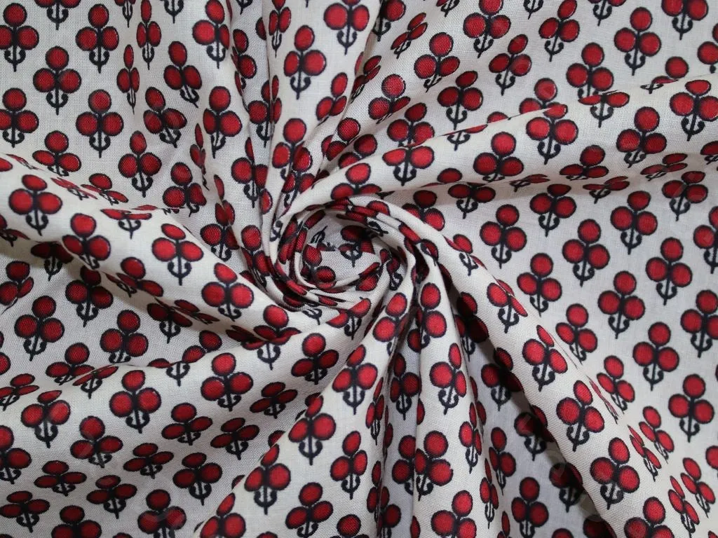 Wine Red Clover Pure Cotton Fabric