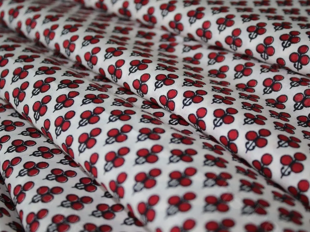 Wine Red Clover Pure Cotton Fabric