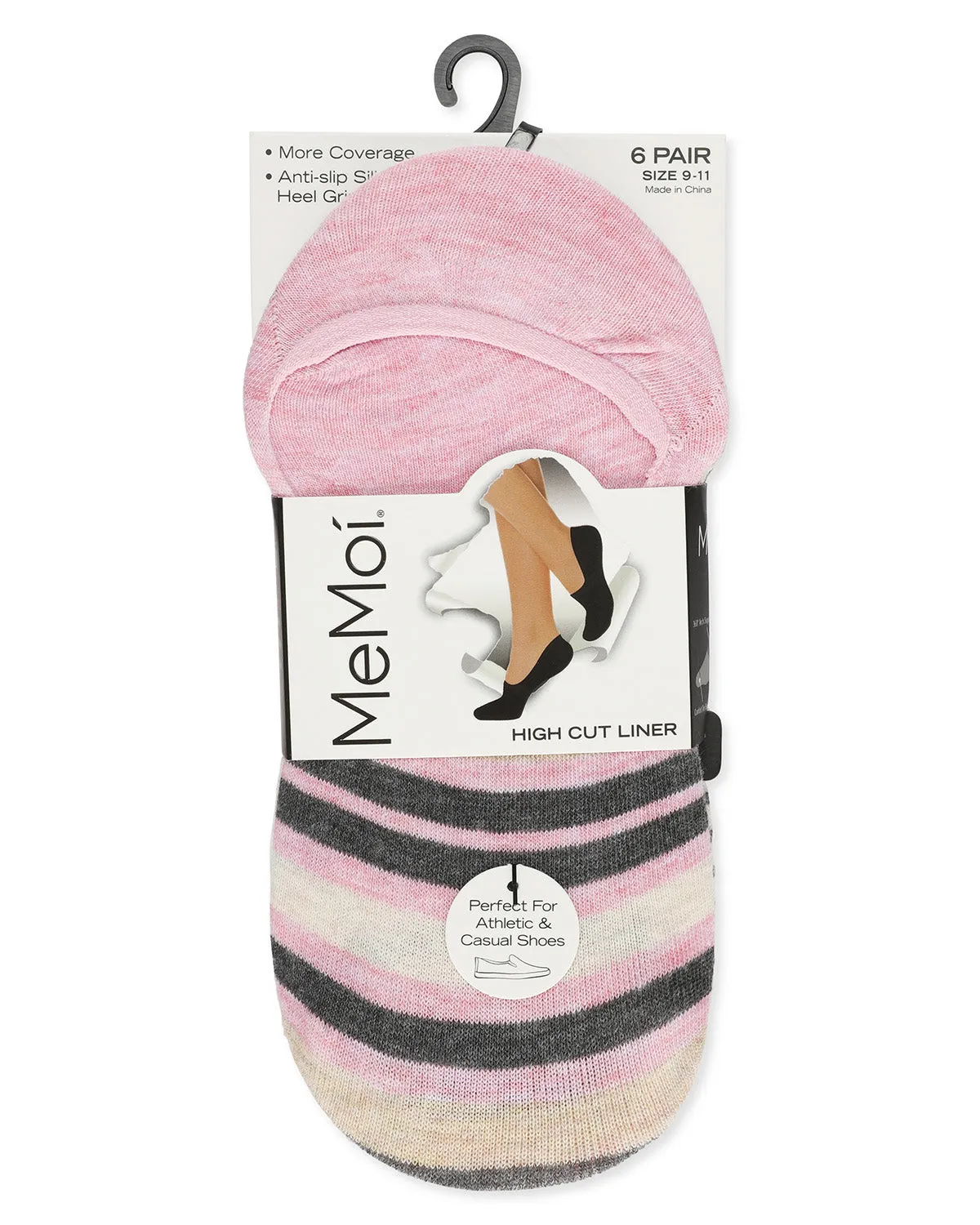 Women's 6 Pair Pack Cat No Show High Cut Liner Socks